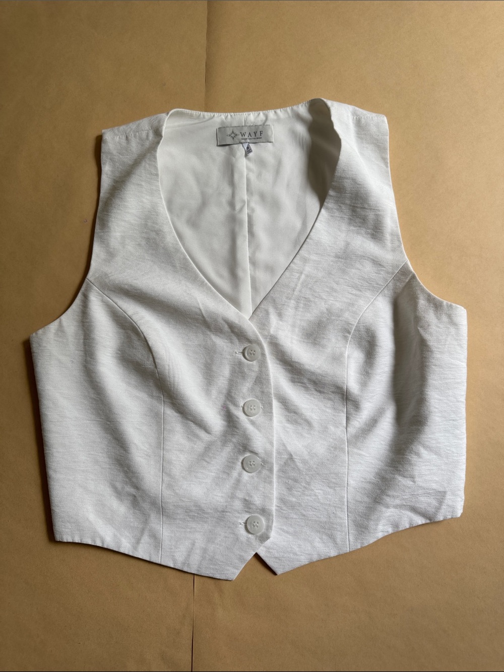 Wayf White V-Neck Button Front Women's Vest
